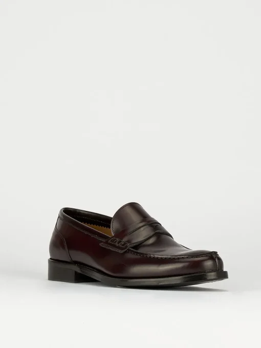 Mocassino tacco 2 cm bordo' pelle