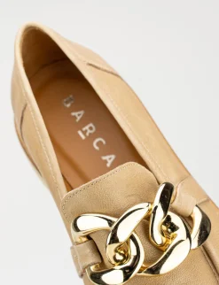 Mocassino tacco 1 cm camel