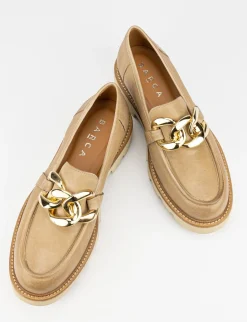 Mocassino tacco 1 cm camel