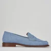 Mocassino tacco 1 cm jeans tessuto