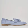 Mocassino tacco 1 cm jeans camoscio