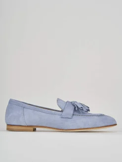 Mocassino tacco 1 cm jeans camoscio