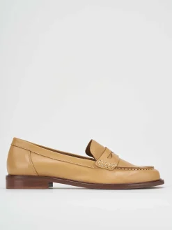 Mocassino tacco 1 cm marrone pelle