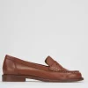 Mocassino tacco 1 cm marrone pelle