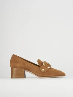 Mocassino tacco 6 cm marrone camoscio