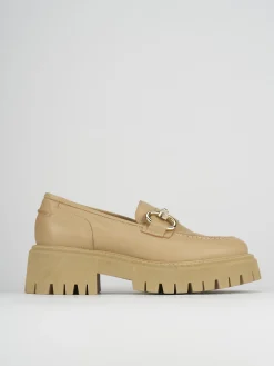 Mocassino tacco 1 cm marrone pelle