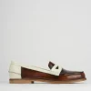Mocassino tacco 1 cm marrone pelle