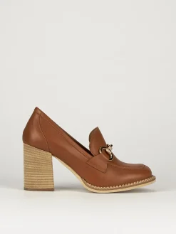 Mocassino tacco 7 cm marrone pelle