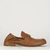 Mocassino tacco 1 cm marrone pelle
