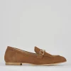 Mocassino tacco 1 cm marrone camoscio