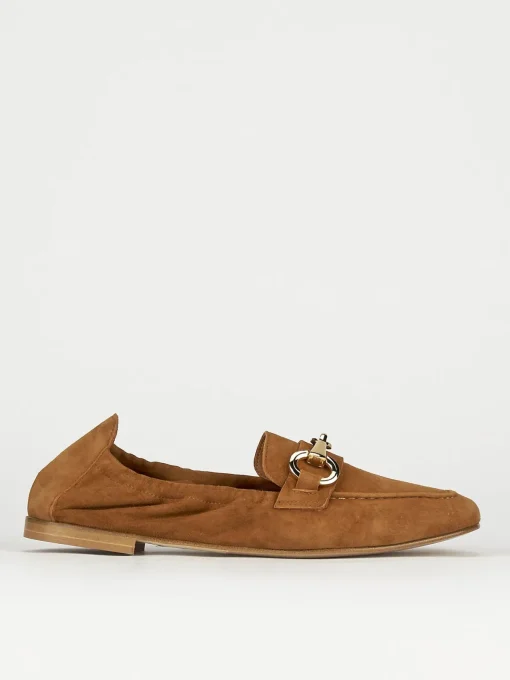 Mocassino tacco 1 cm marrone camoscio
