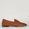 Mocassino tacco 1 cm marrone pelle