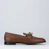 Mocassino tacco 1 cm marrone pelle