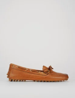 Mocassino tacco 1 cm marrone pelle