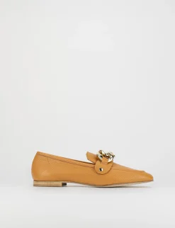 Mocassino tacco 1 cm marrone pelle