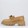 Mocassino tacco 1 cm marrone pelle