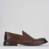Mocassino tacco 2 cm marrone pelle