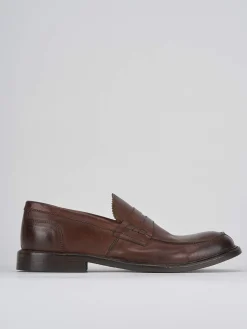 Mocassino tacco 2 cm marrone pelle