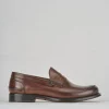 Mocassino tacco 2 cm marrone pelle