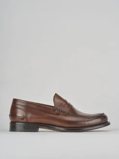 Mocassino tacco 2 cm marrone pelle