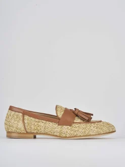 Mocassino tacco 1 cm marrone pelle