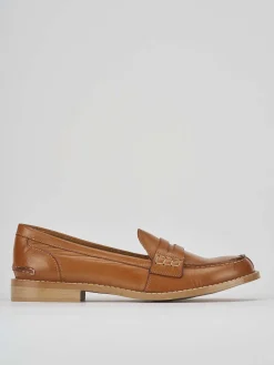 Mocassino tacco 2 cm marrone pelle