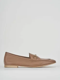 Mocassino tacco 1 cm marrone pelle