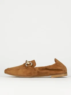 Mocassino tacco 1 cm marrone camoscio