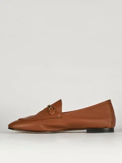 Mocassino tacco 1 cm marrone pelle