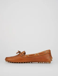 Mocassino tacco 1 cm marrone pelle