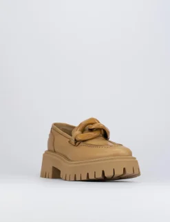 Mocassino tacco 1 cm marrone pelle