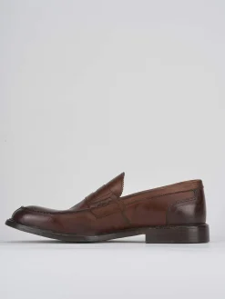 Mocassino tacco 2 cm marrone pelle
