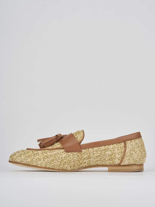 Mocassino tacco 1 cm marrone pelle
