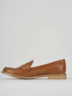 Mocassino tacco 2 cm marrone pelle