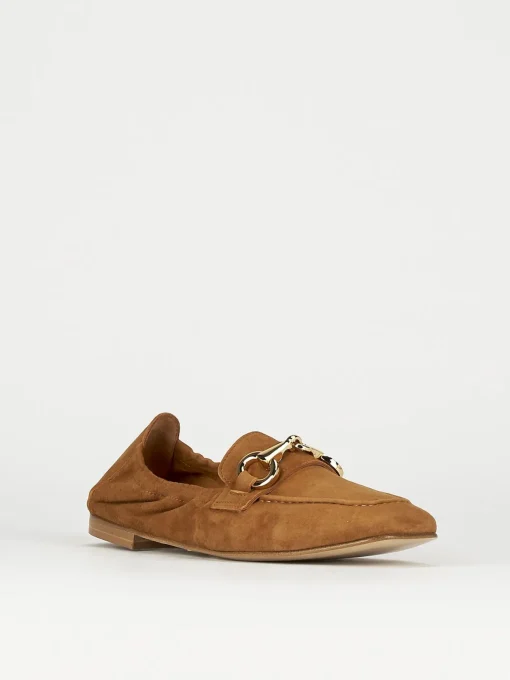 Mocassino tacco 1 cm marrone camoscio
