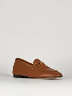 Mocassino tacco 1 cm marrone pelle