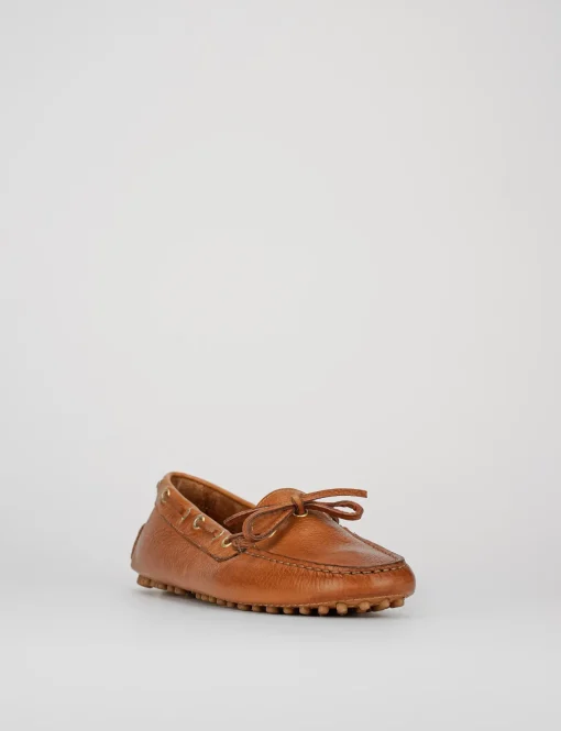 Mocassino tacco 1 cm marrone pelle