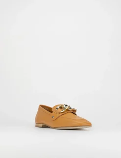 Mocassino tacco 1 cm marrone pelle