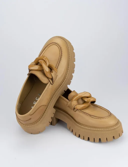 Mocassino tacco 1 cm marrone pelle