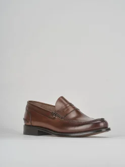Mocassino tacco 2 cm marrone pelle