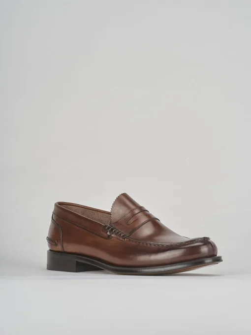Mocassino tacco 2 cm marrone pelle