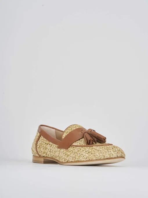 Mocassino tacco 1 cm marrone pelle