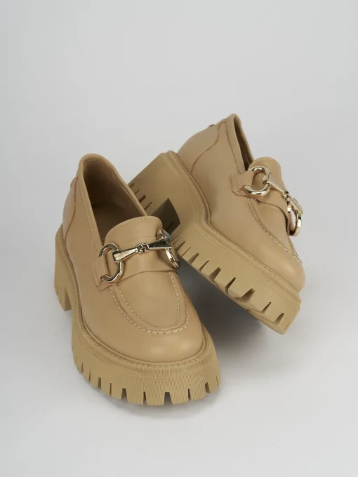 Mocassino tacco 1 cm marrone pelle
