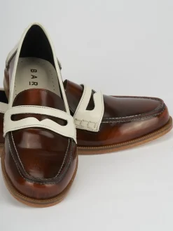 Mocassino tacco 1 cm marrone pelle