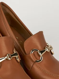 Mocassino tacco 7 cm marrone pelle