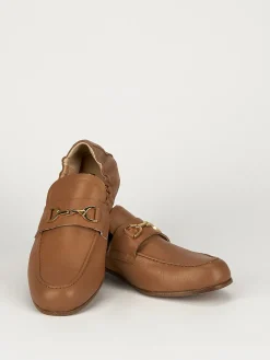 Mocassino tacco 1 cm marrone pelle
