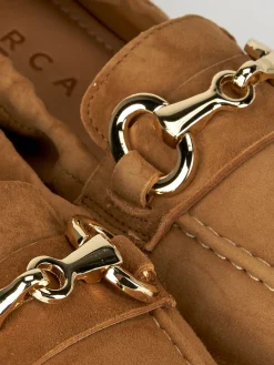 Mocassino tacco 1 cm marrone camoscio