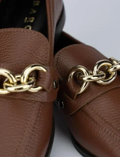 Mocassino tacco 1 cm marrone pelle