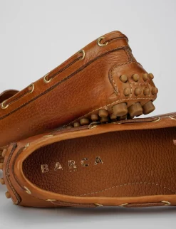 Mocassino tacco 1 cm marrone pelle