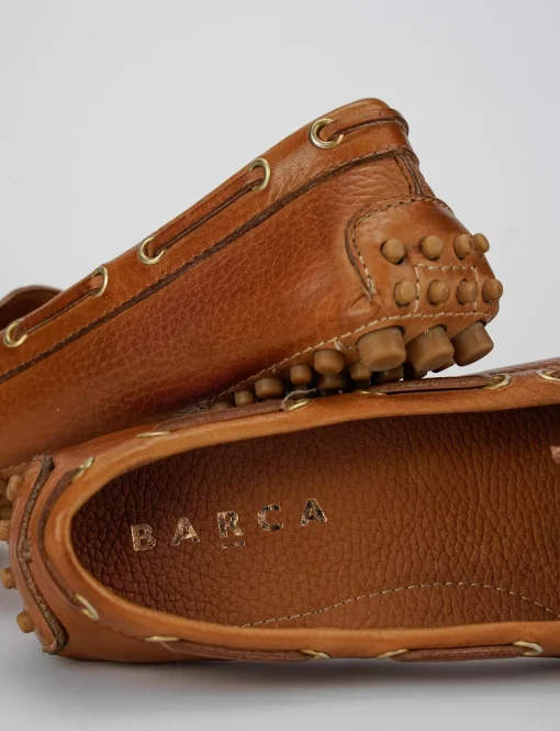 Mocassino tacco 1 cm marrone pelle